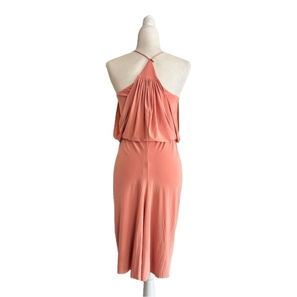 MISA Apricot Pink Domino Dress Draped Front Knee Length Women Party Cocktail NEW - Picture 4 of 16